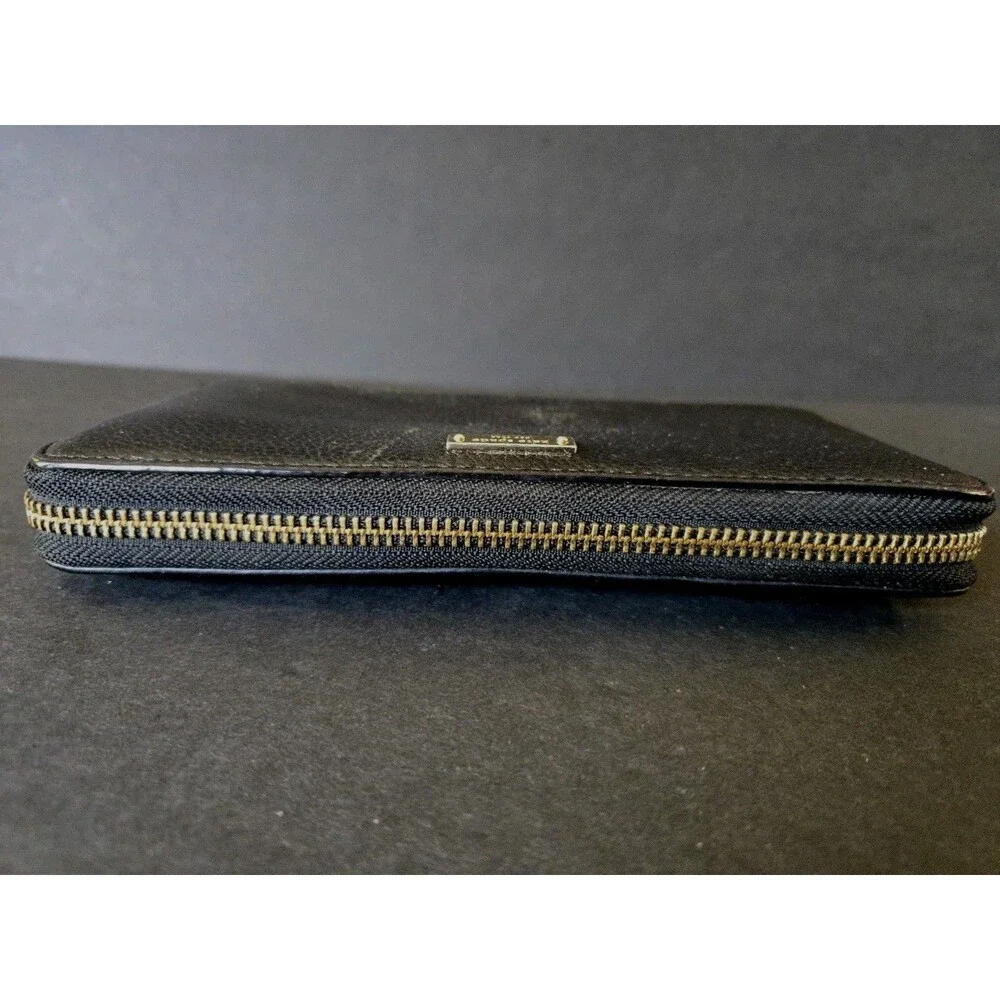 Kate Spade New York Women’s Black Zip-Around Wallet Logo Zipper Card Slots